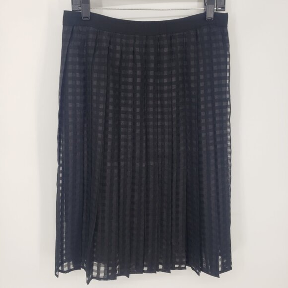 3/$25 Elle Pleated Skirt 10 Windowpane Plaid A Line Black NWT - Picture 2 of 7